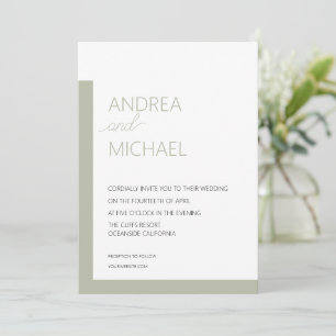 Faire-part de mariage vert simple