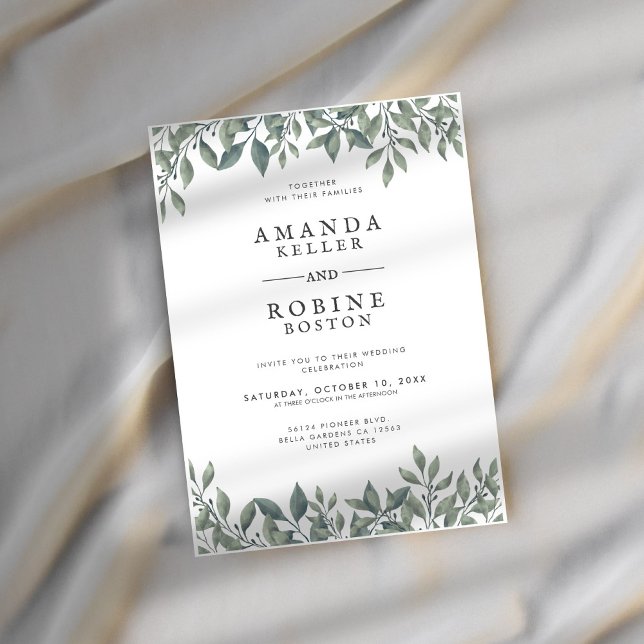 Faire-part de mariage verte moderne Eucalyptus (Créateur téléchargé)