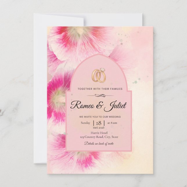 Faire-part de mariage Vibrant Rose Floral Arched G (Devant)