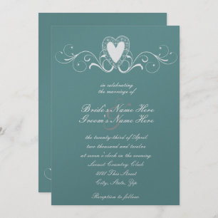 Faire-part de mariage victorien de coeur de