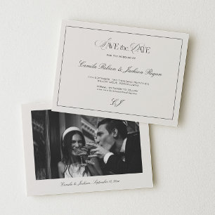 Faire-part de mariage victorien noir et ivoire