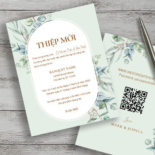 Faire-part de mariage vietnamien Eucalypt avec QR