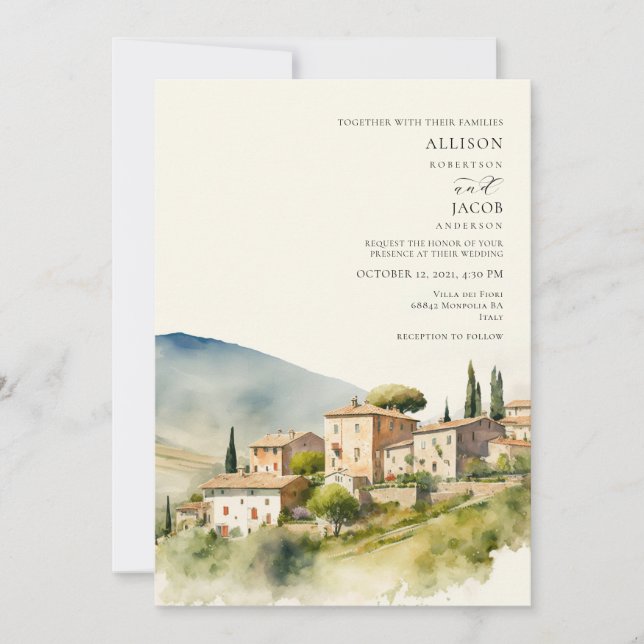 Faire-Part de Mariage Villa Toscane Italie Toscane (Devant)