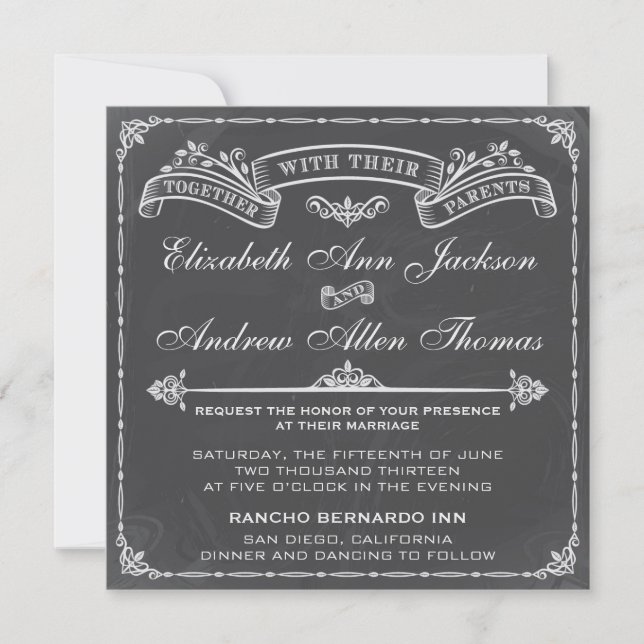 Faire-part de mariage vintage (Devant)