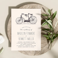 Faire-part de mariage vintage à bicyclette en tand