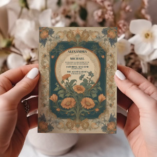 Faire-part de mariage vintage aux fleurs sauvages