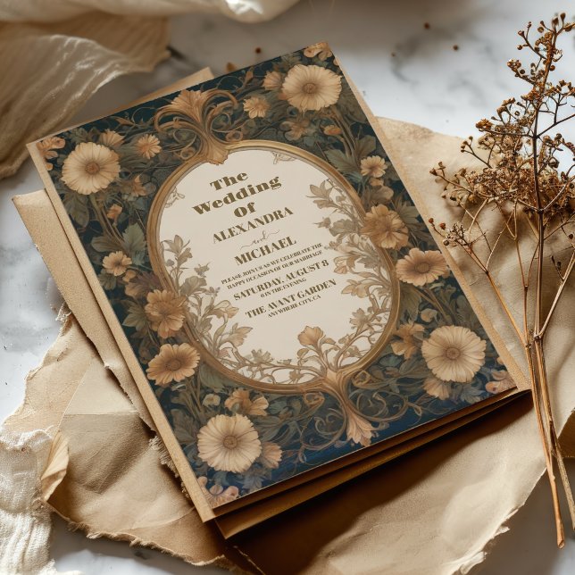 Faire-part de mariage vintage aux fleurs sauvages  (Créateur téléchargé)