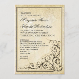 Faire-part de mariage vintage avec des remous de