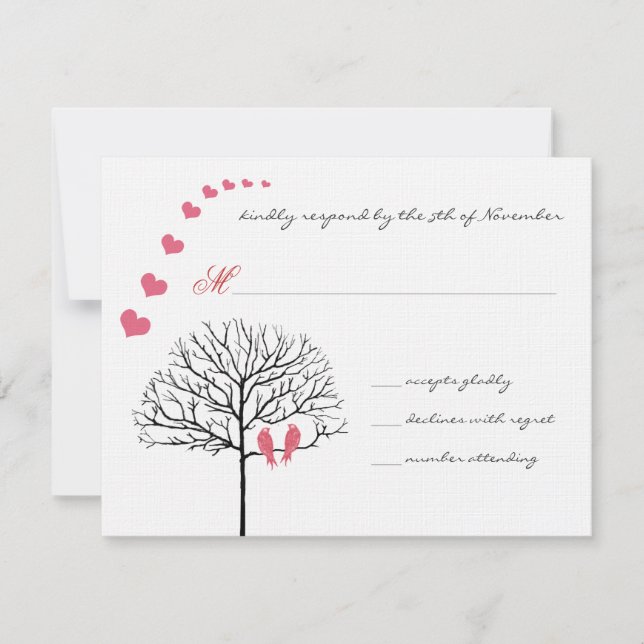 Faire-Part de Mariage Vintage Birds Honeysuckle Ro (Devant)