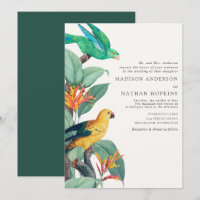 Faire-part de mariage vintage blanc tropical
