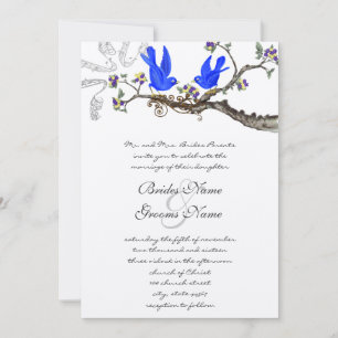 Faire-part de mariage Vintage Bluebirds jaune et v