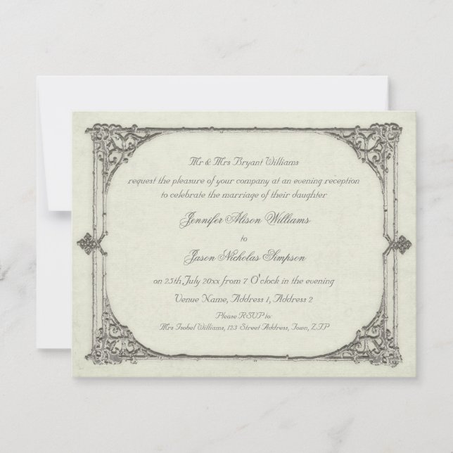 Faire-part de mariage Vintage / Cadre antique (Devant)