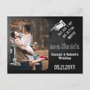 Faire-part de mariage vintage craie amusant