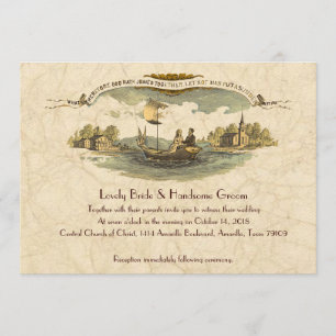 Faire-part de mariage vintage d'amants de
