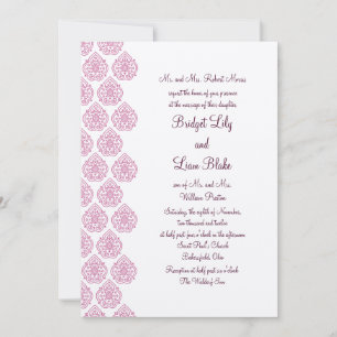 Faire-part de mariage vintage damassé rose/blanc c