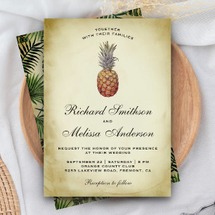 Faire-part de mariage vintage d'ananas tropique