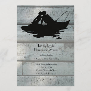 Faire-part de mariage vintage de bateau d'amants