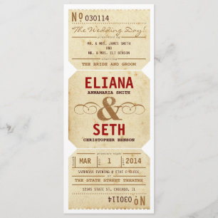 Faire-part de mariage vintage de billet de théâtre