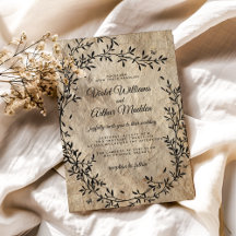 Faire-part de mariage vintage de couronne botaniqu