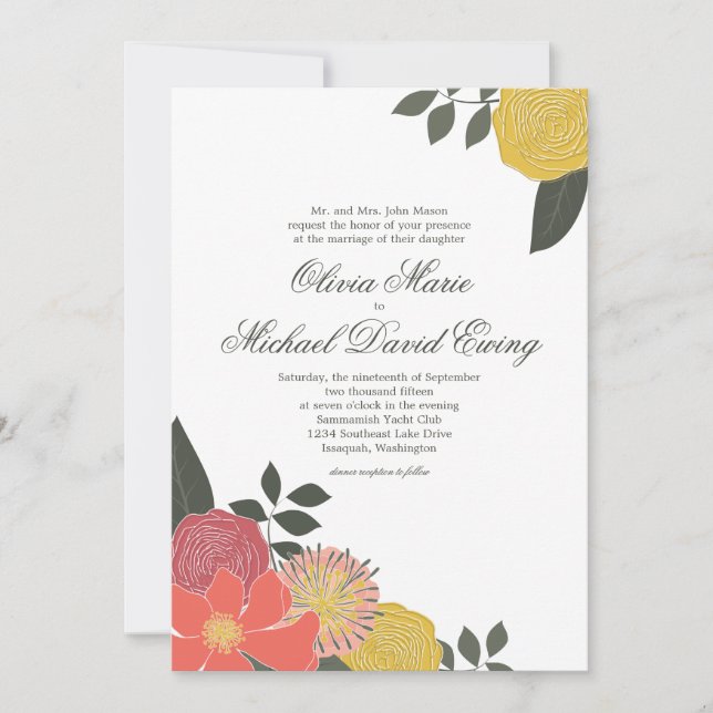 Faire-part de mariage vintage de jardin (Devant)