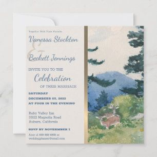 Faire-part de mariage vintage de la forêt peinte
