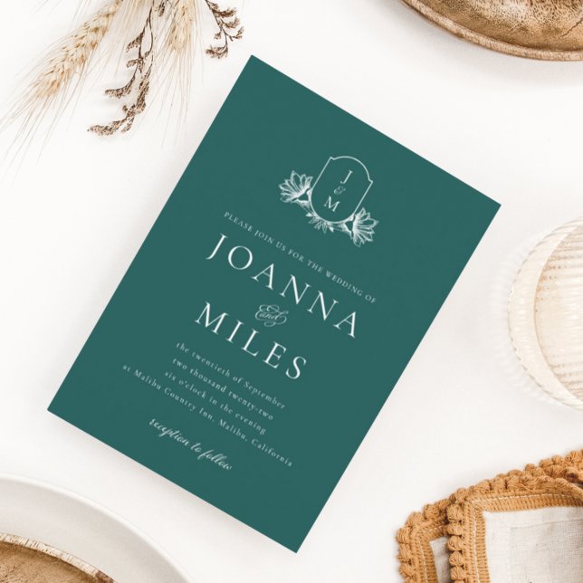 Faire-part de mariage vintage de Monogramme Botani (Créateur téléchargé)