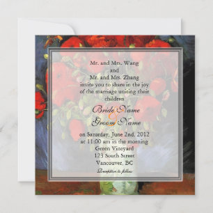 faire-part de mariage vintage de pavot rouge flora
