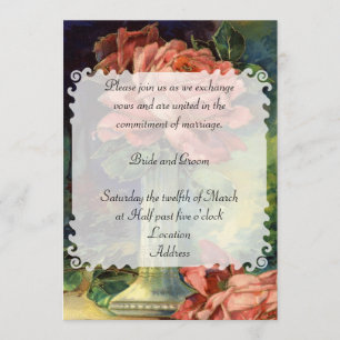 Faire-part de mariage vintage de rose de rose