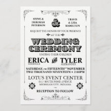 Faire-part de mariage vintage de typographie