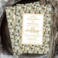 Faire-part de mariage vintage Deep Green Gold
