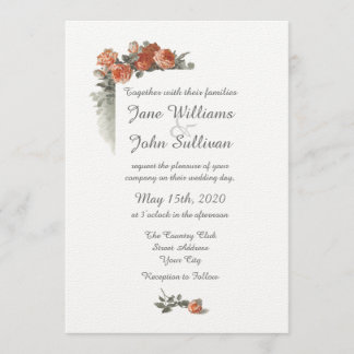 Faire-part de mariage Vintage des Roses rouges
