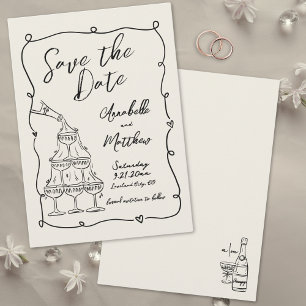 Faire-part de mariage vintage dessiné à la main av