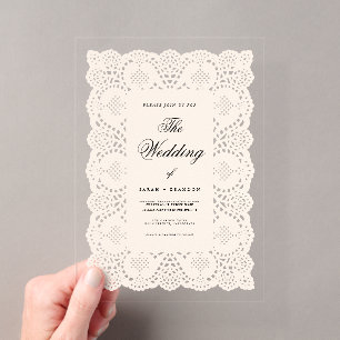 Faire-Part de Mariage Vintage en Papier Dentelle