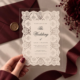 Faire-Part de Mariage Vintage en Papier Dentelle