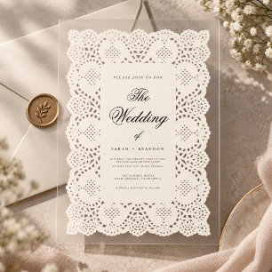 Faire-Part de Mariage Vintage en Papier Dentelle