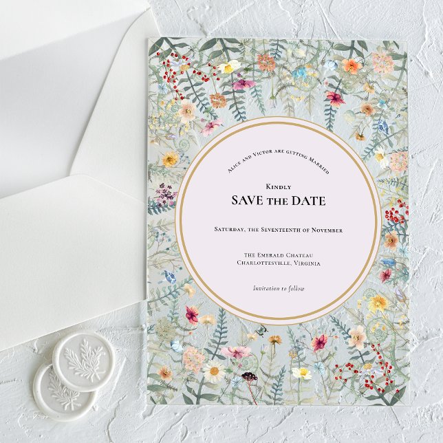 Faire-part de mariage vintage fleur sauvage fougèr (Créateur téléchargé)