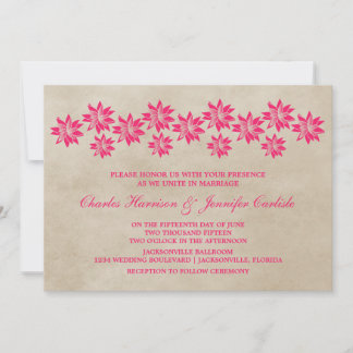 Faire-part de mariage vintage floral rose