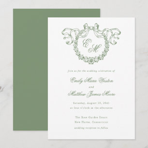 Faire-Part de Mariage Vintage Français Couronne de