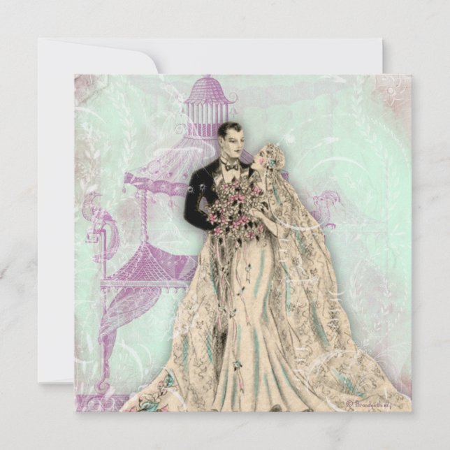 Faire-part de mariage vintage Gazebo Pagoda (Devant)