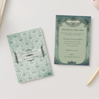 Faire-part de mariage vintage gothique vert sauge
