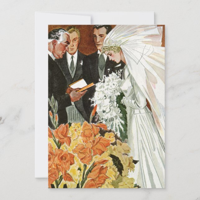 Faire-part de mariage vintage, invitation des mari (Devant)