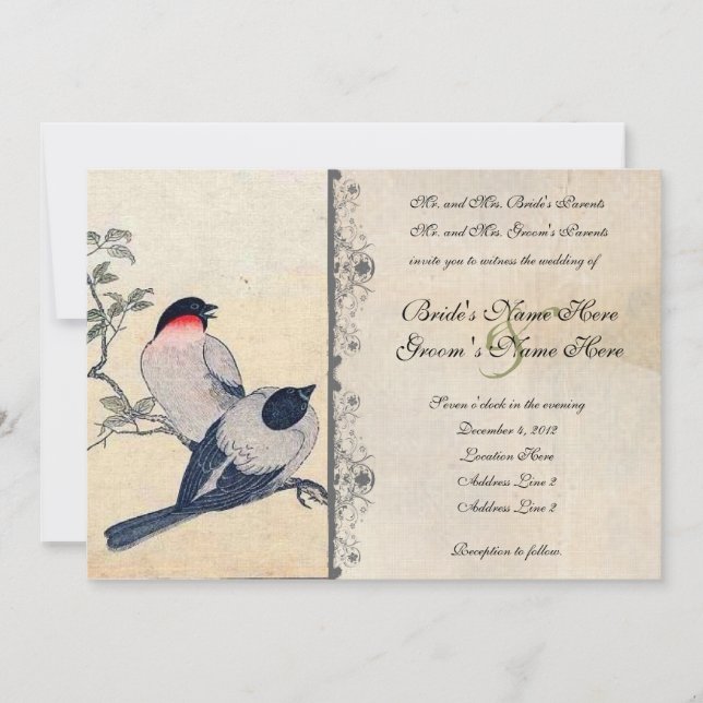 Faire-part de mariage Vintage japonais de Love (Devant)