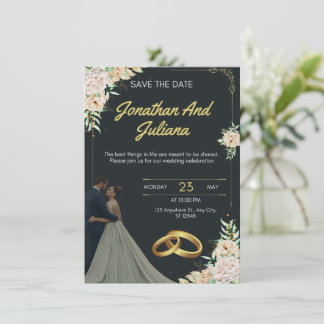 Faire-part de mariage vintage jaune et vert