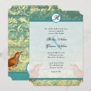Faire-part de mariage vintage Lovebirds Lagoon End