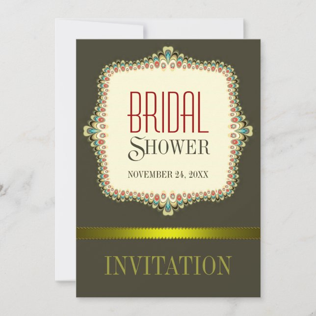 Faire-part de mariage vintage moderne olive (Devant)