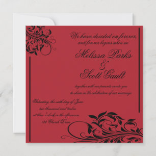 Faire-part de mariage Vintage noir et rouge