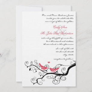 Faire-part de mariage vintage oiseaux chèvrefeuill