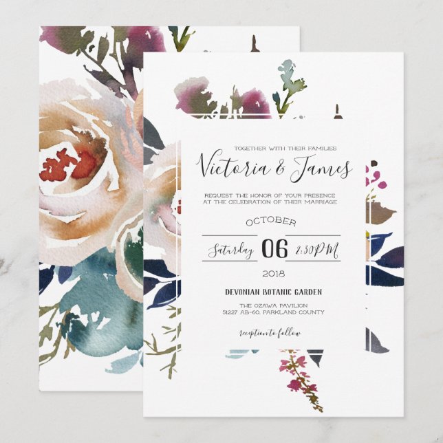 Faire-part de mariage vintage pour jardin (Devant / Derrière)