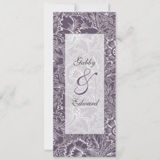 Faire-part de mariage vintage pourpre d'aubergine