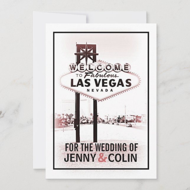 Faire-Part de Mariage Vintage Romantique Las Vegas (Devant)